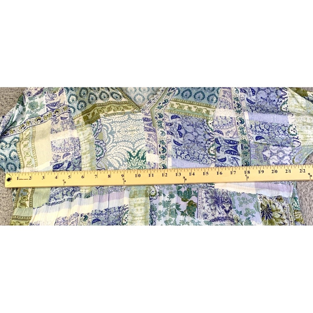 J. Jill Top Womens Size Medium Patchwork Print 3/4 Sleeve Rayon Lightweight - Picture 4 of 9